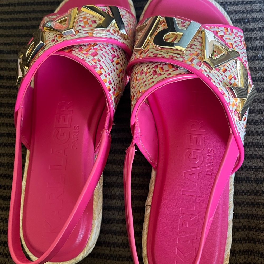 Karl Lagerfeld Vibrant Pink and Multicolor Sandals